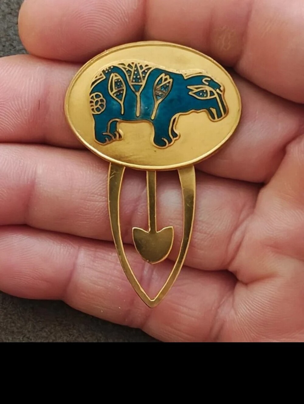 1985 Metropolitan Museum of Art (MMA)  Gold Tone Blue Enamel  Clip Bookmark